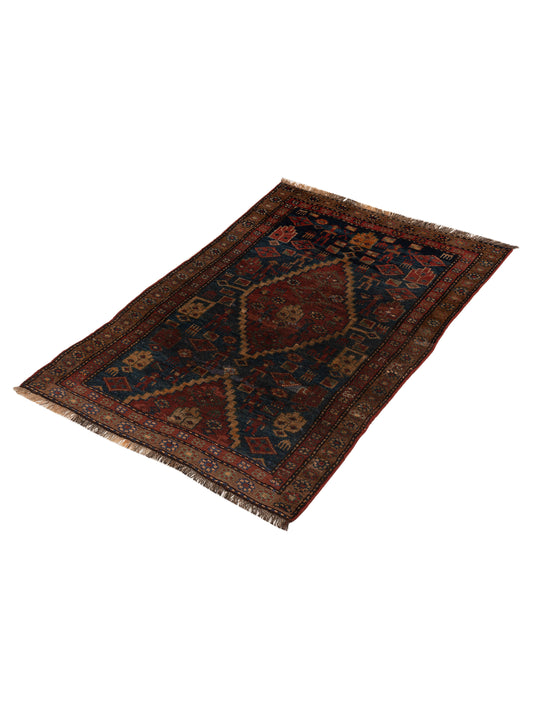 Nomadra Blue Brown 4x6 Hand Knotted Rug