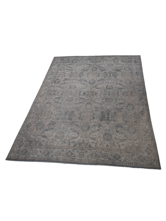 Vintage Light Gray 11.8x14.3 Hand Knotted Rug