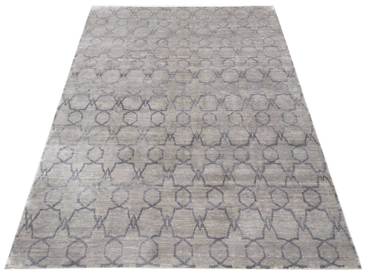 Tenzari Silver 8x9.11 Hand Knotted Rug