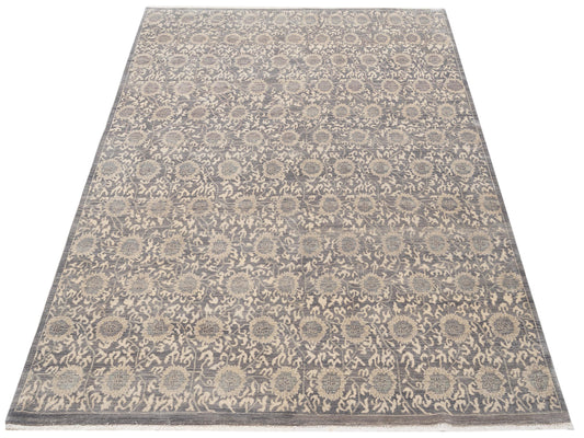Tenzari Gray 8.1x9.9 Hand Knotted Rug
