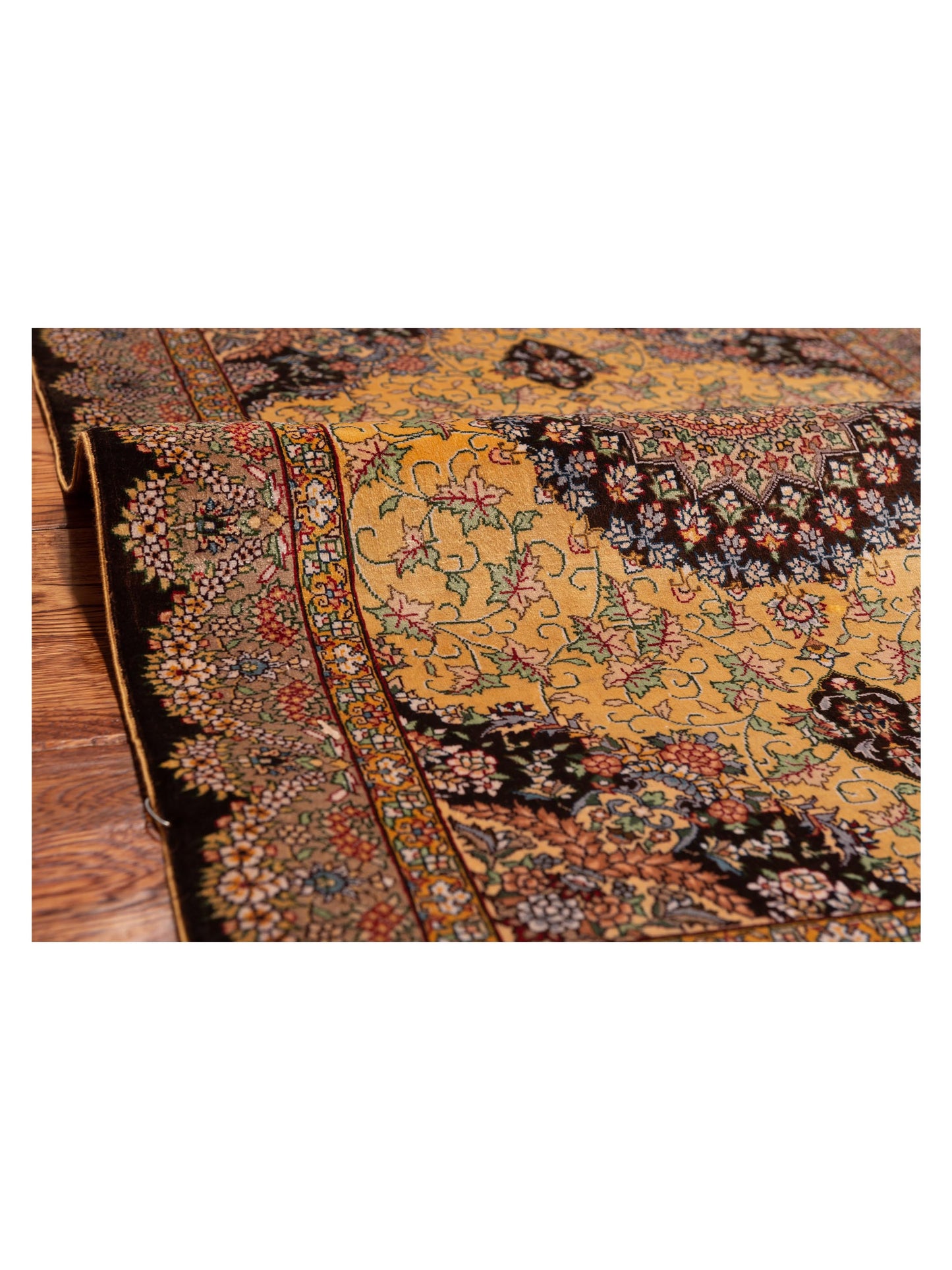 Pure Silk Gold Brown 2x3.1 Hand Knotted Rug