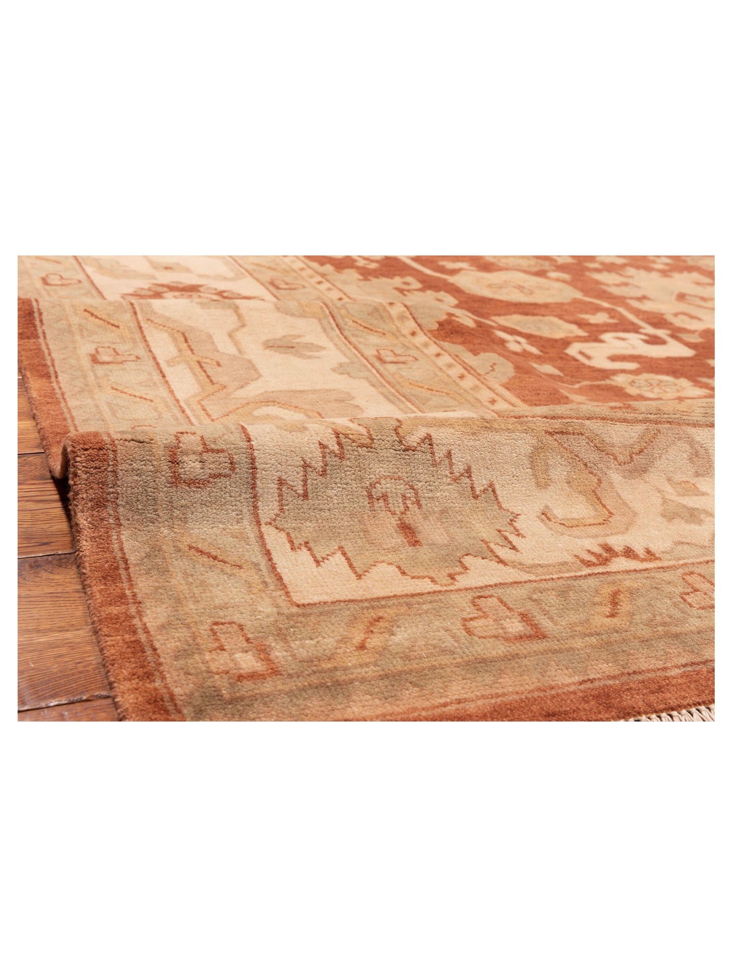 Oushara Rust Ivory 9x11.9 Hand Knotted Rug