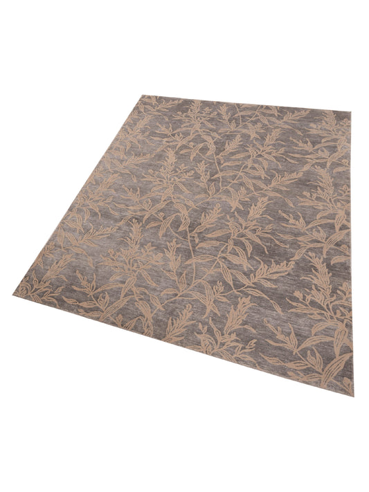 Tenzari Gray Gray 9.1x11.9 Hand Knotted Rug