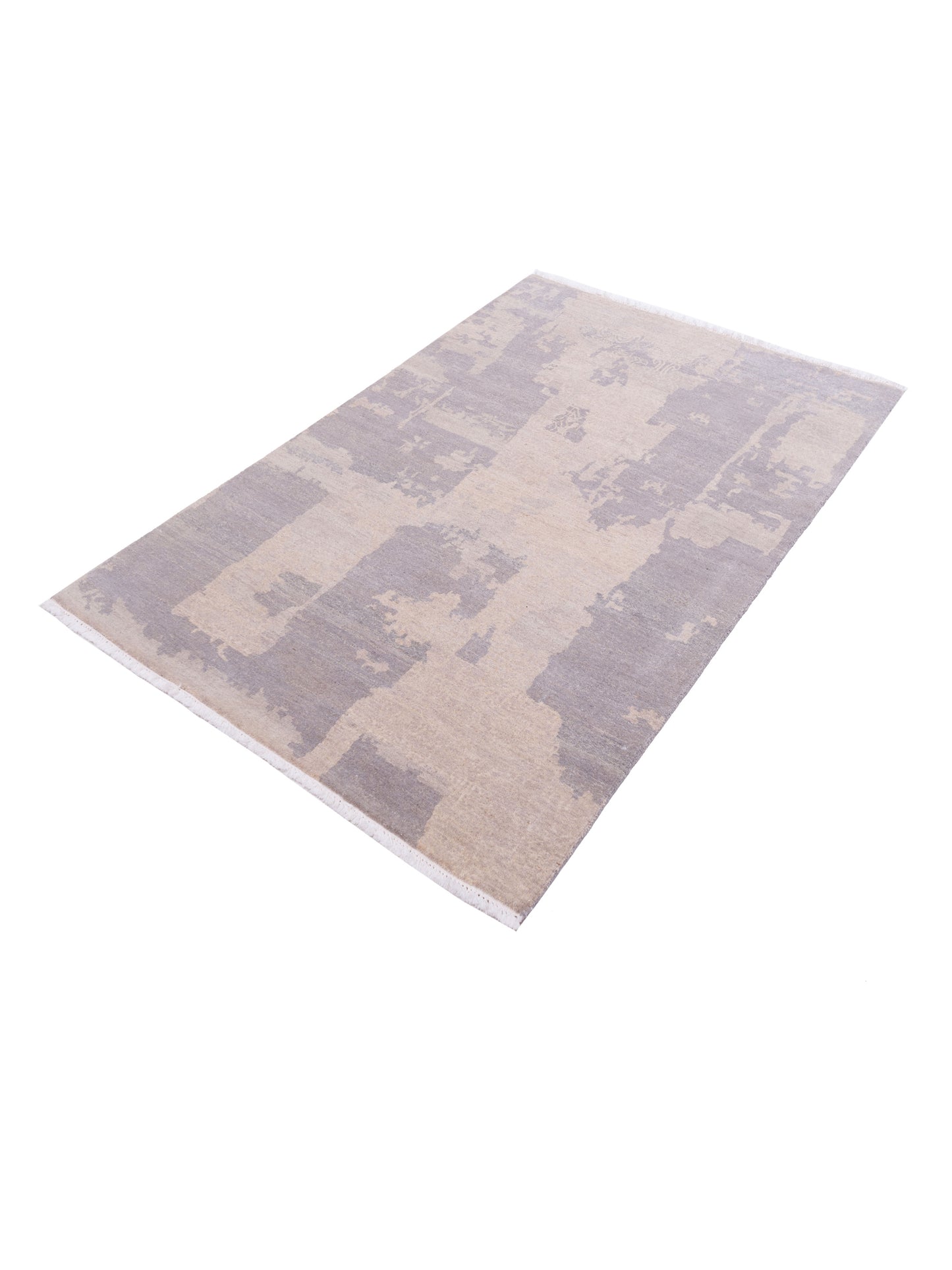 Tenzari Gray Silver 4x6 Hand Knotted Rug