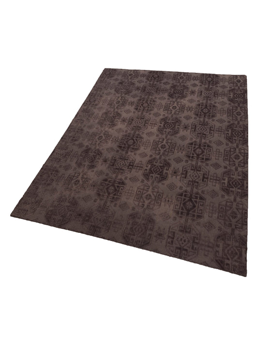 Tibarra Dark Brown Dark Brown 9x12 Hand Knotted Rug