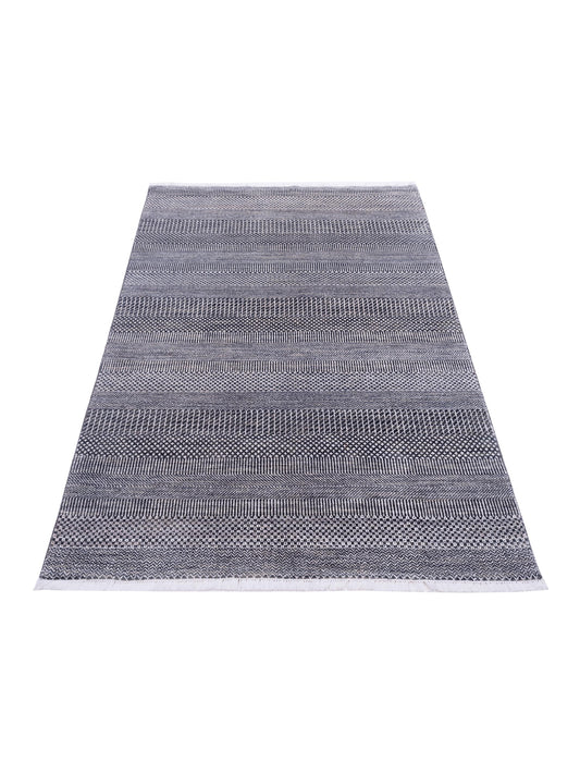 Tenzari Dark Gray 4x6 Hand Knotted Rug