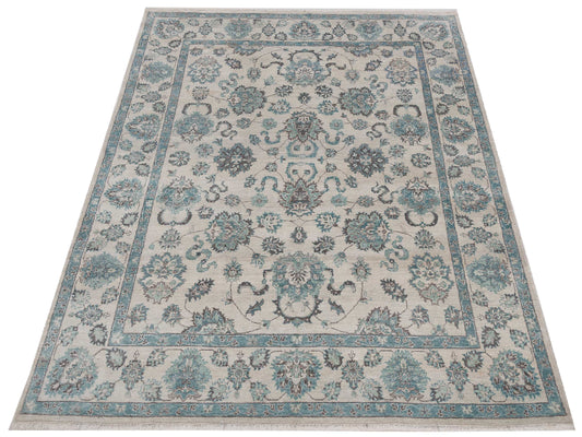 Tenzari Ivory Ivory 8.2x10.4 Hand Knotted Rug