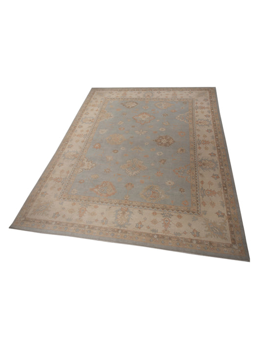 Oushara Light Blue Ivory 12.5x15.4 Hand Knotted Rug