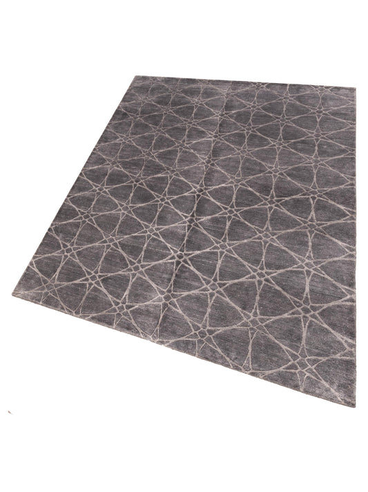 Tenzari Gray Gray 6.1x9 Hand Knotted Rug