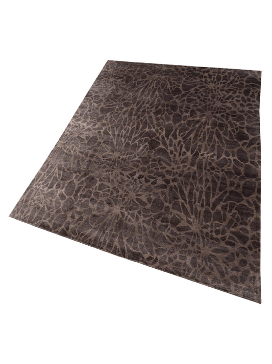 Tenzari Brown 10.1x14 Hand Knotted Rug