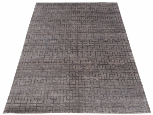 Tenzari Gray 8x9.11 Hand Knotted Rug