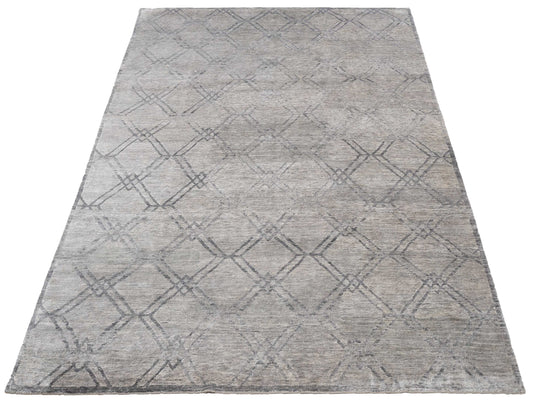 Tenzari Silver 8x10 Hand Knotted Rug