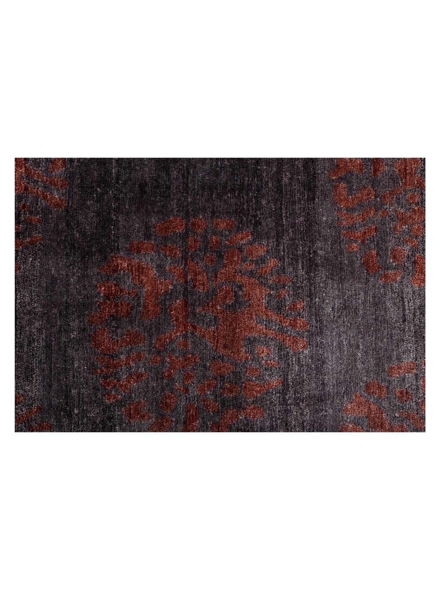 Tenzari Charcoal Red 5.2x8 Hand Knotted Rug