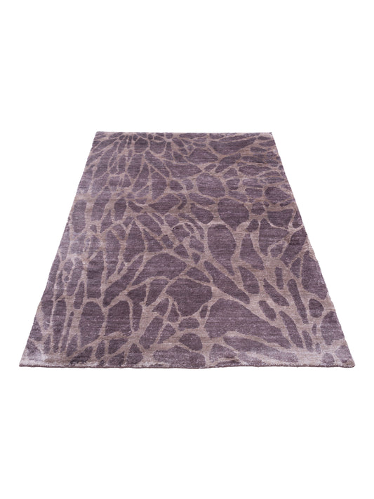 Tenzari Brown 4x6 Hand Knotted Rug