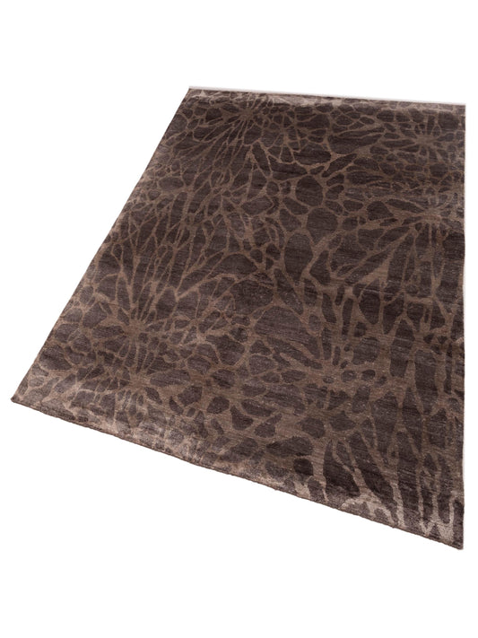 Tenzari Brown Brown 6x9 Hand Knotted Rug