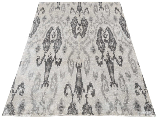 Tenzari Silver Gray 8x9.10 Hand Knotted Rug