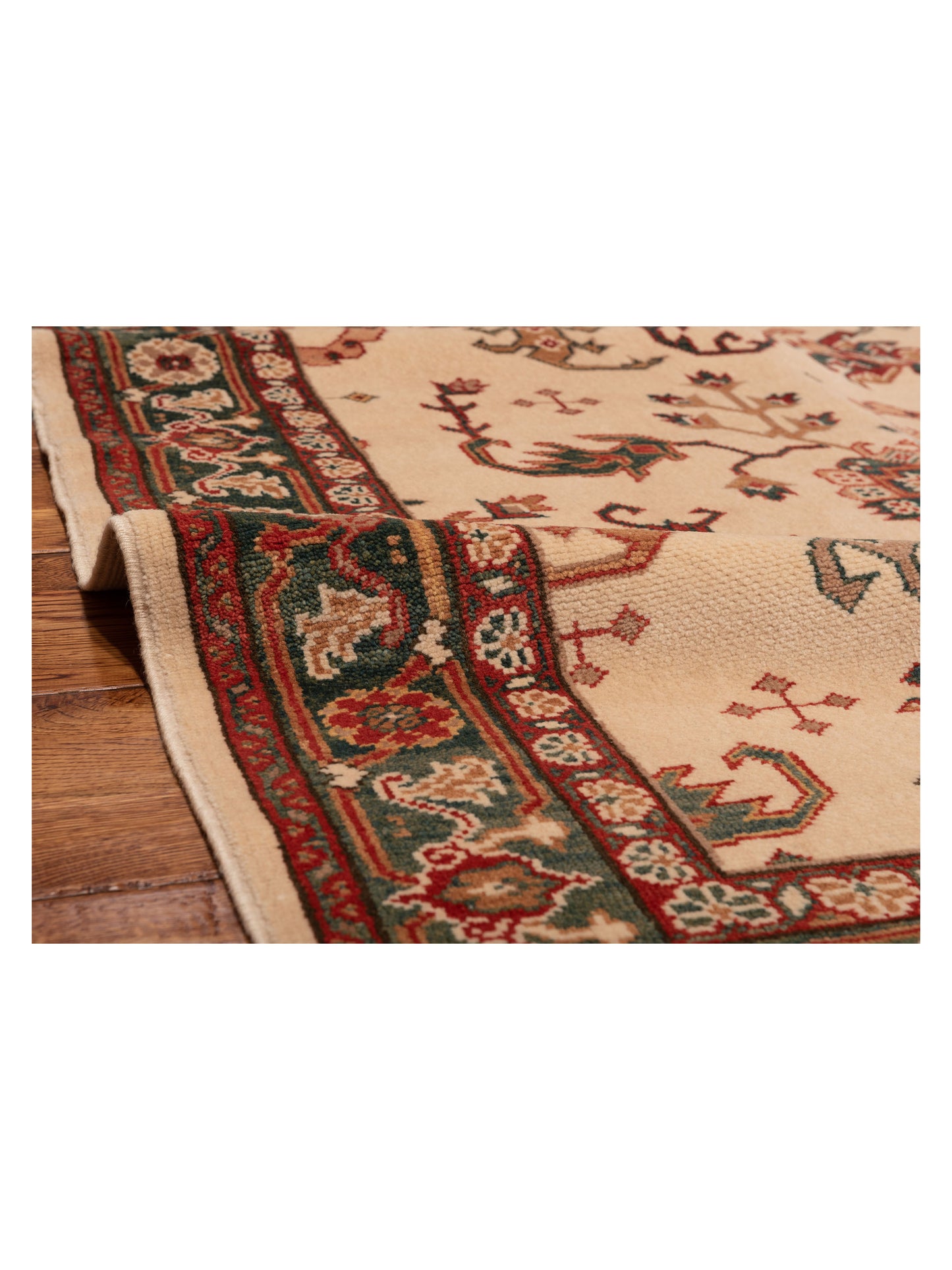 Antiqua Loom Ivory Green 4.1x6 Hand Knotted Rug