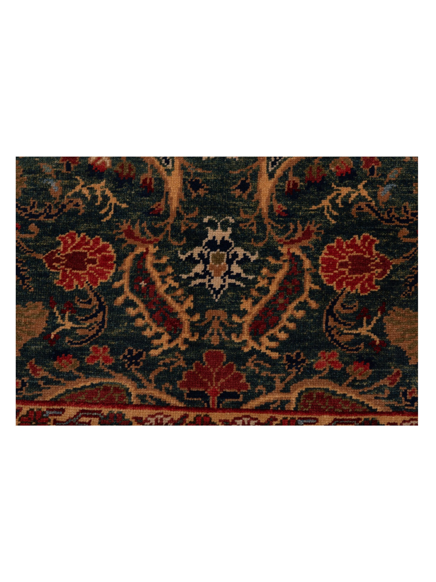 Antiqua Loom Teal Blue Red 6.8x7.3 Hand Knotted Rug