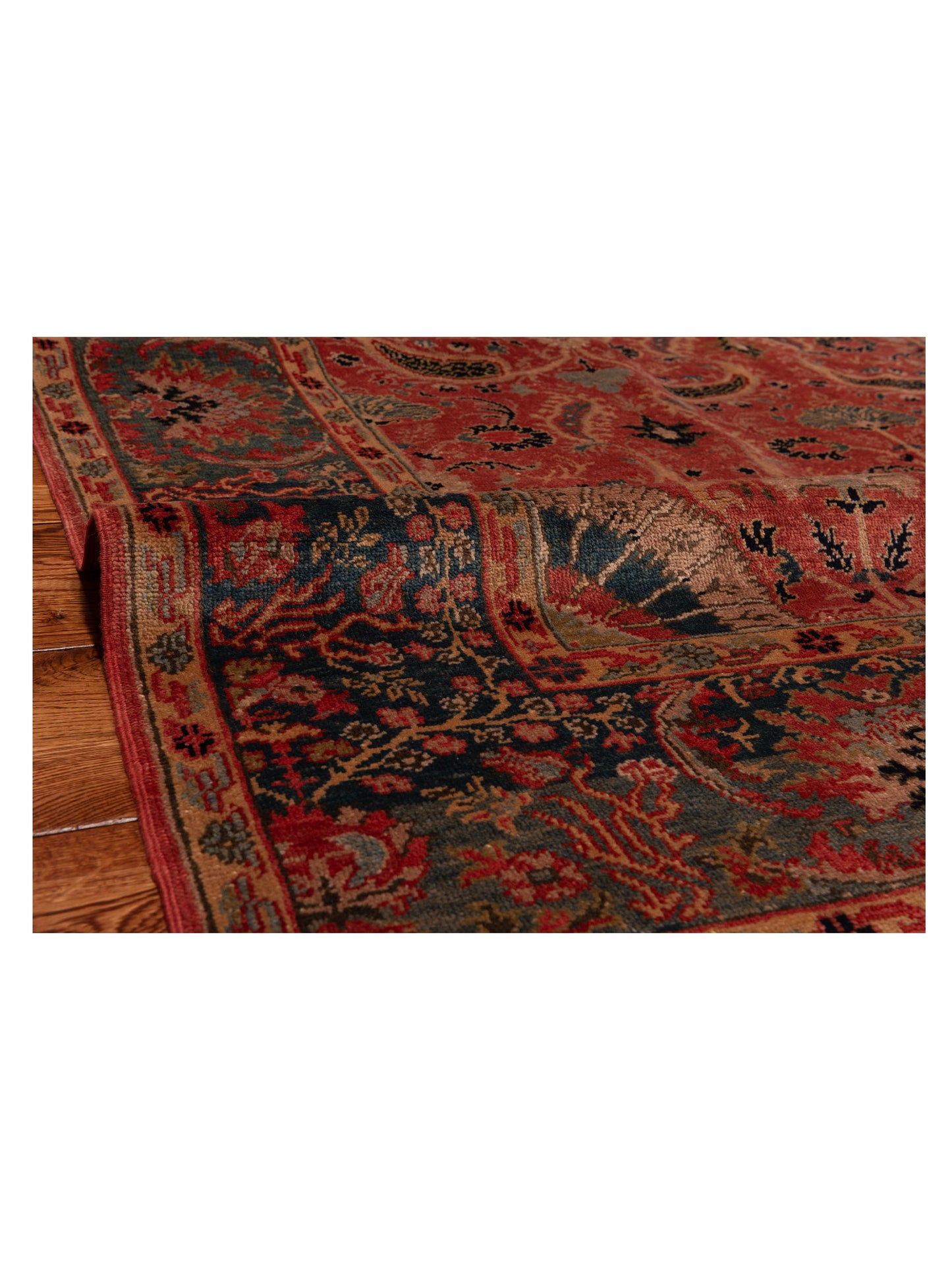 Antiqua Loom Rust Blue 6.9x10.4 Hand Knotted Rug