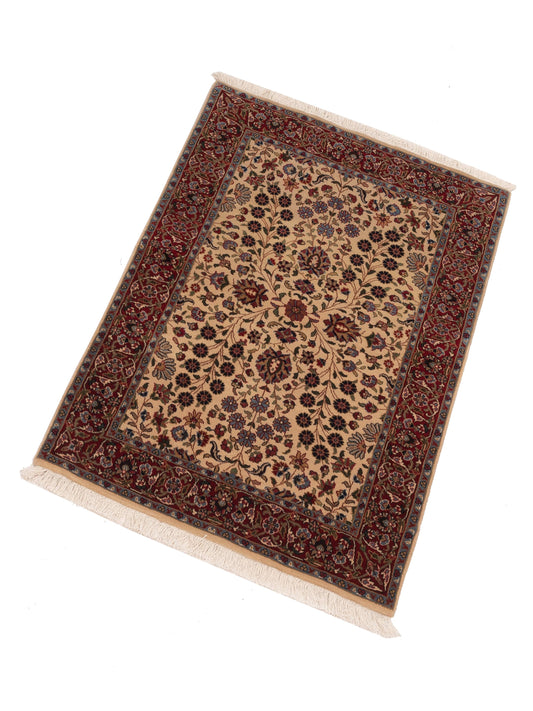 Hereke Ivory Red 3x4.6 Hand Knotted Rug