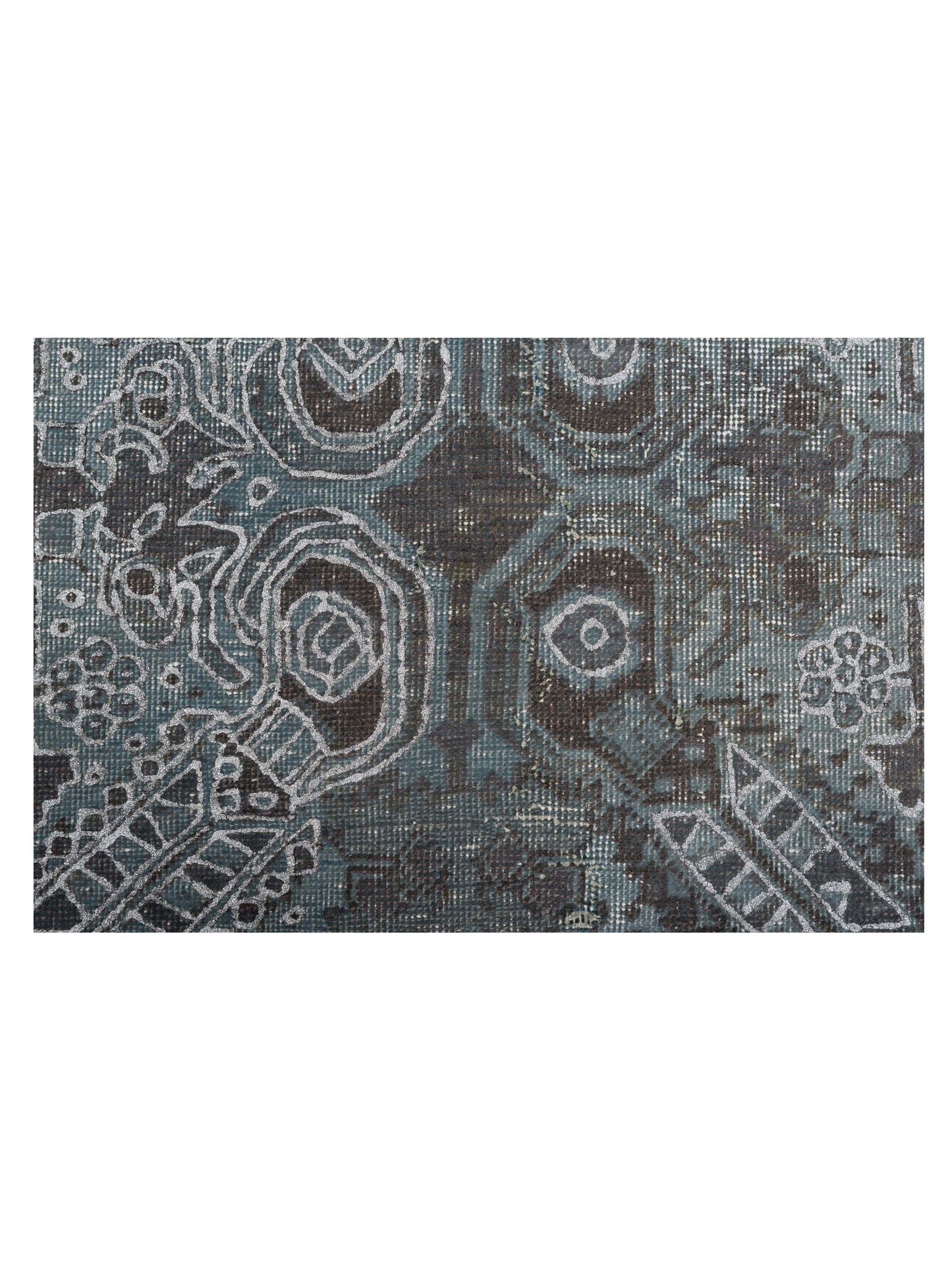 Vintage Gray Blue 6.8x9.6 Hand Knotted Rug