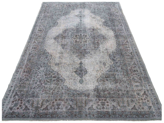 Vintage Gray 9.2x12.6 Hand Knotted Rug