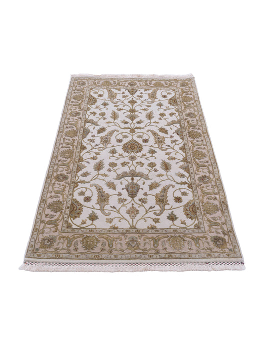 Javira Silk Ivory Beige 3x5 Hand Knotted Rug