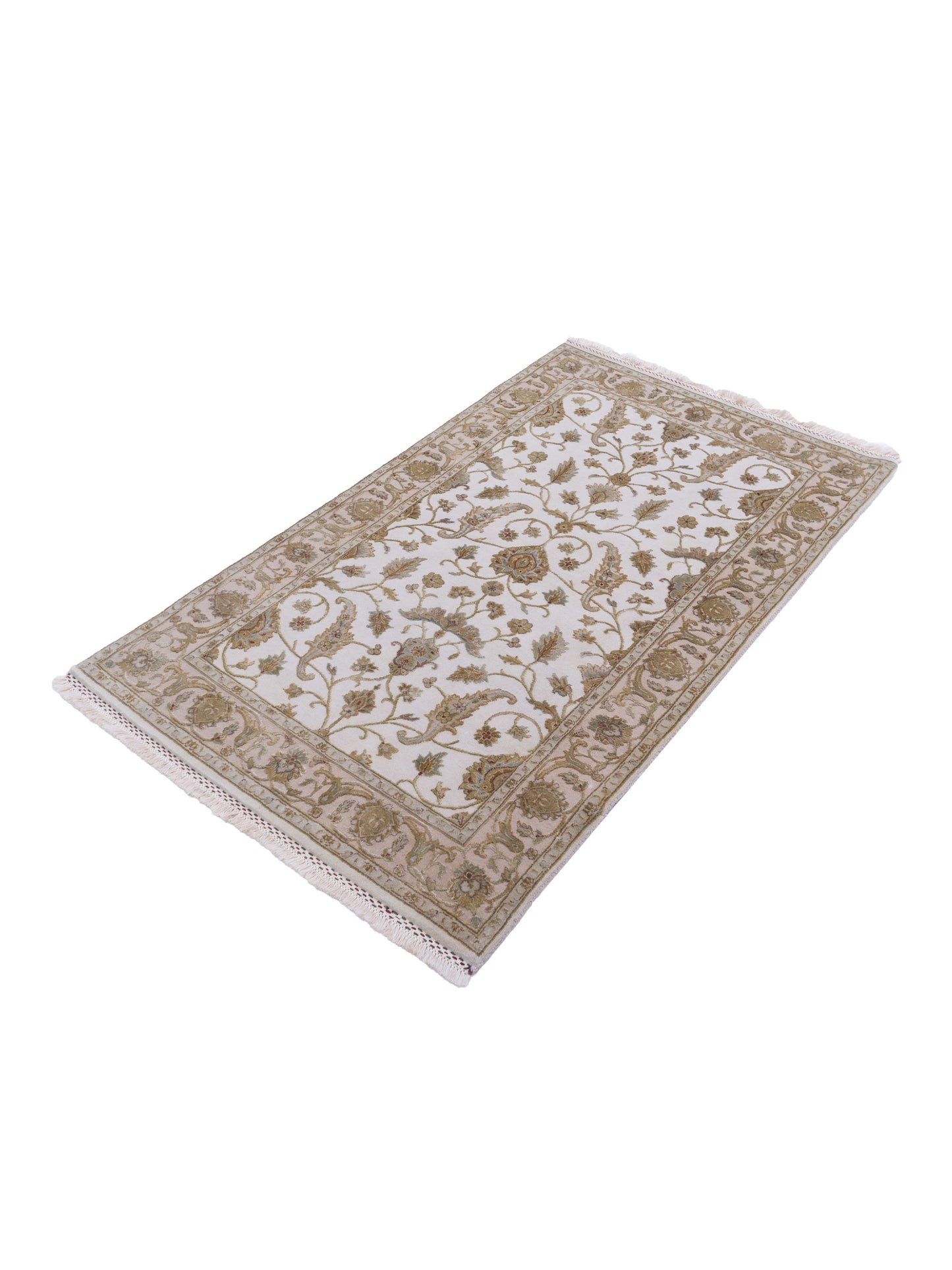 Javira Silk Ivory Beige 3x5 Hand Knotted Rug