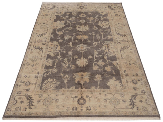 Oushara Brown Ivory 7.11x9.10 Hand Knotted Rug