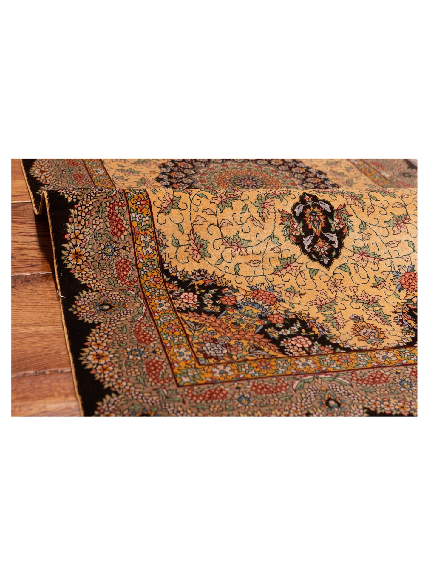 Pure Silk Gold Brown 2.4x4.1 Hand Knotted Rug