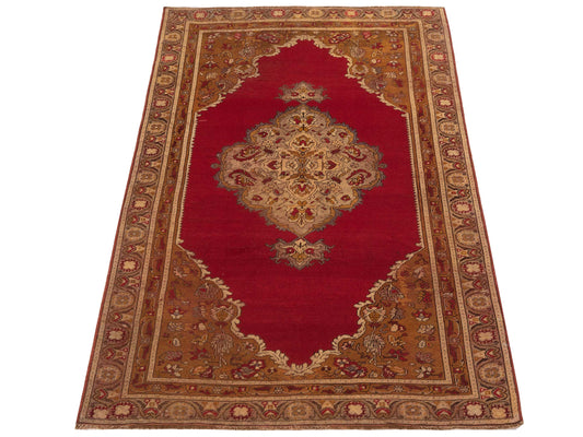 Nomadra Red Gold 4.1x6.3 Hand Knotted Rug