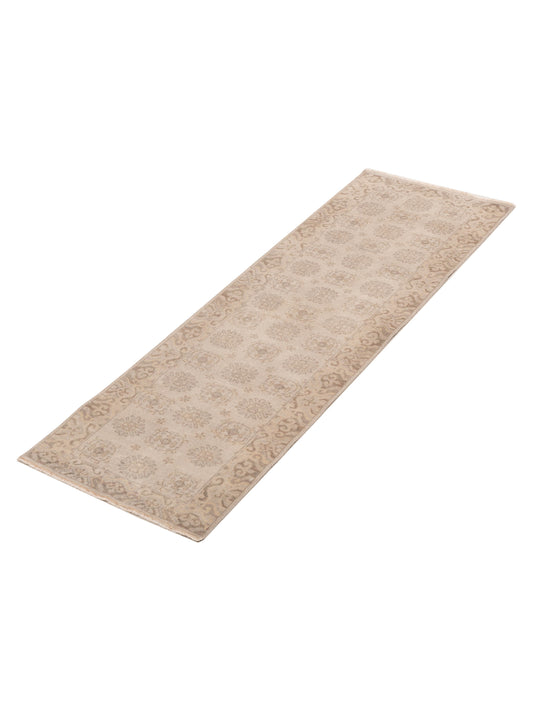 Distona Beige Brown 2.6x8 Hand Knotted Rug