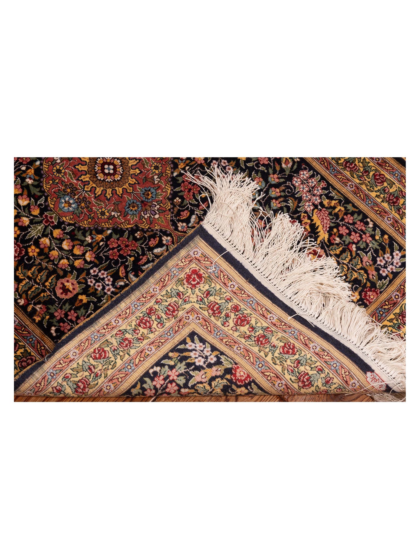 Pure Silk Black Gold 2x3.2 Hand Knotted Rug