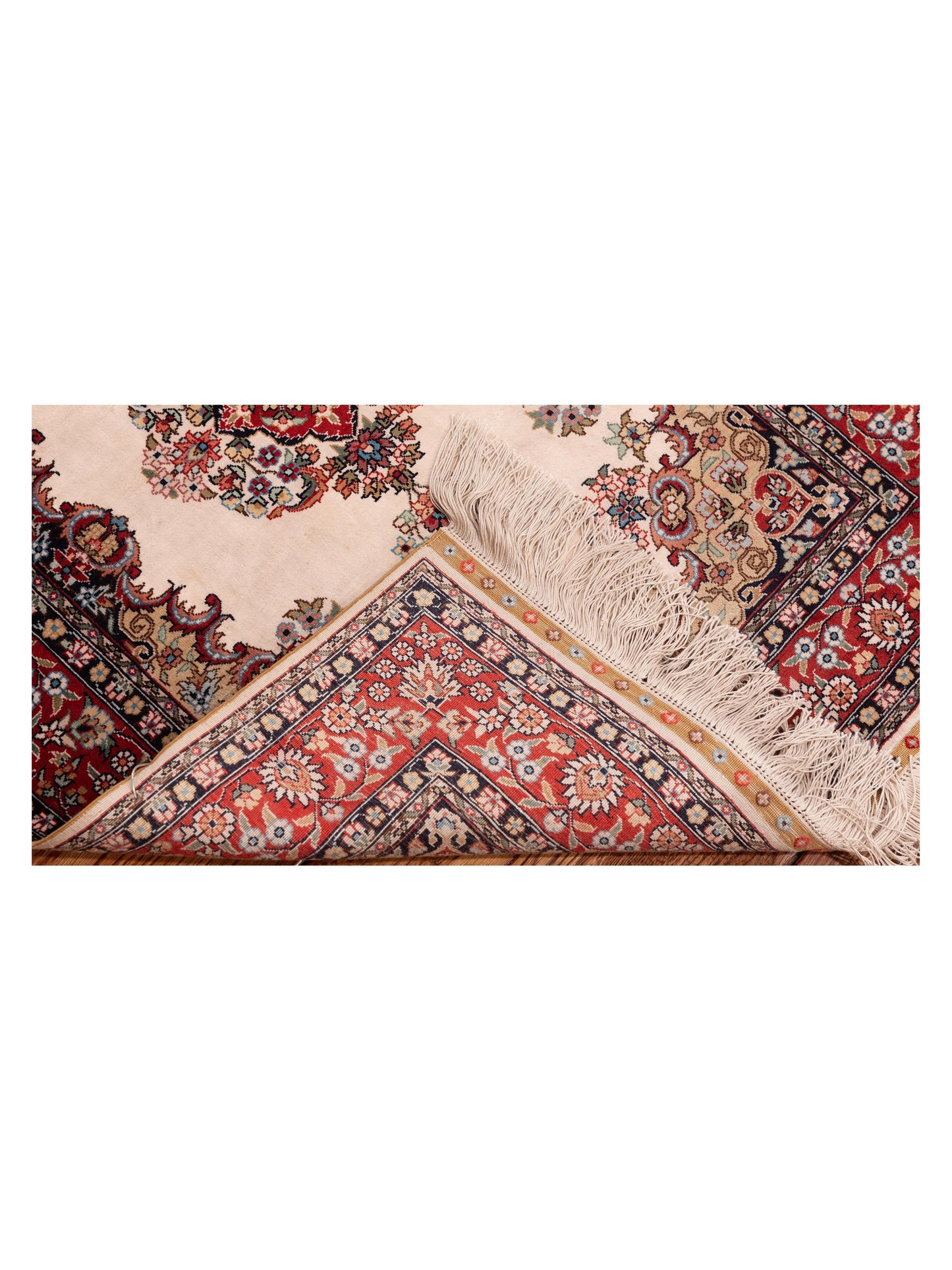 Pure Silk Ivory Red 2x3 Hand Knotted Rug