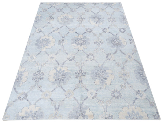 Tenzari Blue 7.11x10.2 Hand Knotted Rug
