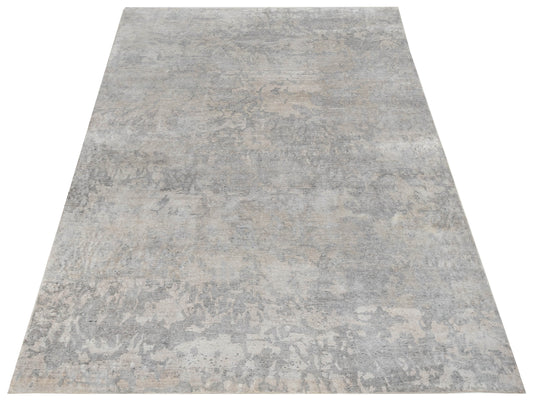 Tenzari Silver Gray 8.8x11.9 Hand Knotted Rug