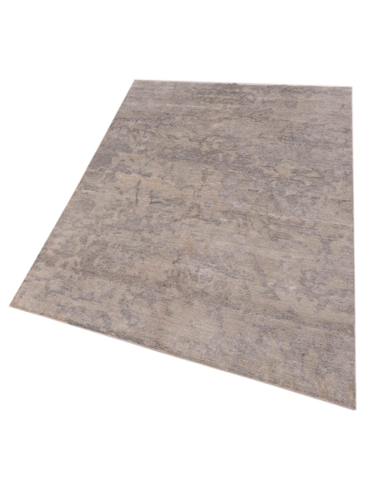 Tenzari Ivory Gray 6.2x8.9 Hand Knotted Rug