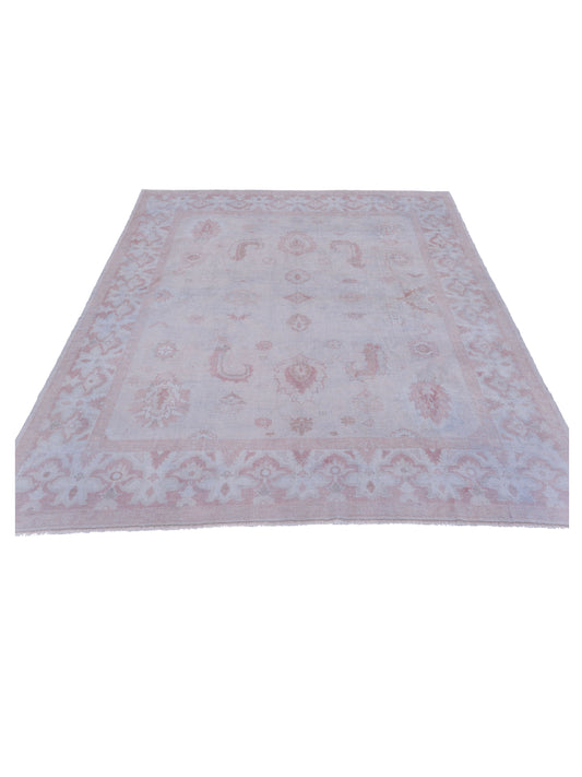 Oushak Beige Silver 8x9.2 Hand Knotted Rug