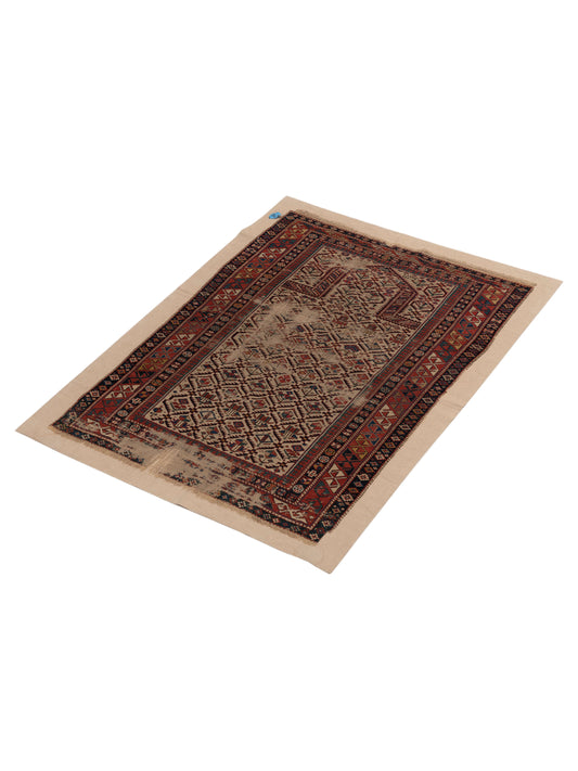 Kavira Beige Rust 3.5x4.9 Hand Knotted Rug