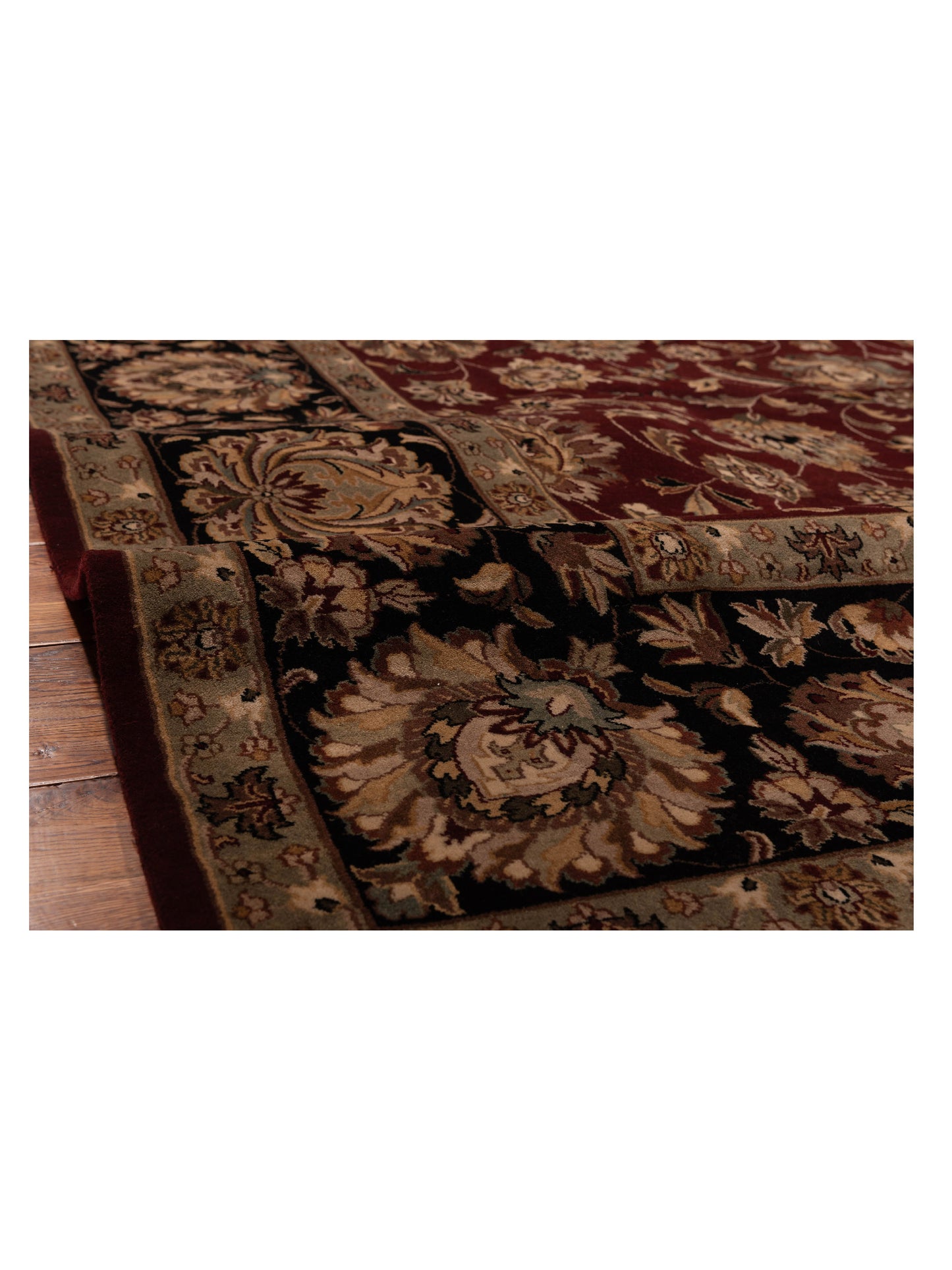Corvella Burgundy Black 9x11.11 Hand Knotted Rug