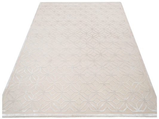 Tenzari Beige 8.2x10.1 Hand Knotted Rug