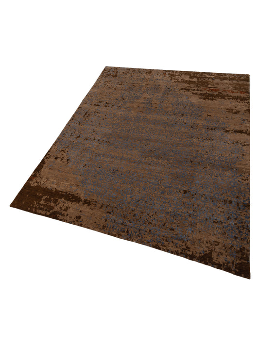 Tenzari Brown 10.3x13.6 Hand Knotted Rug