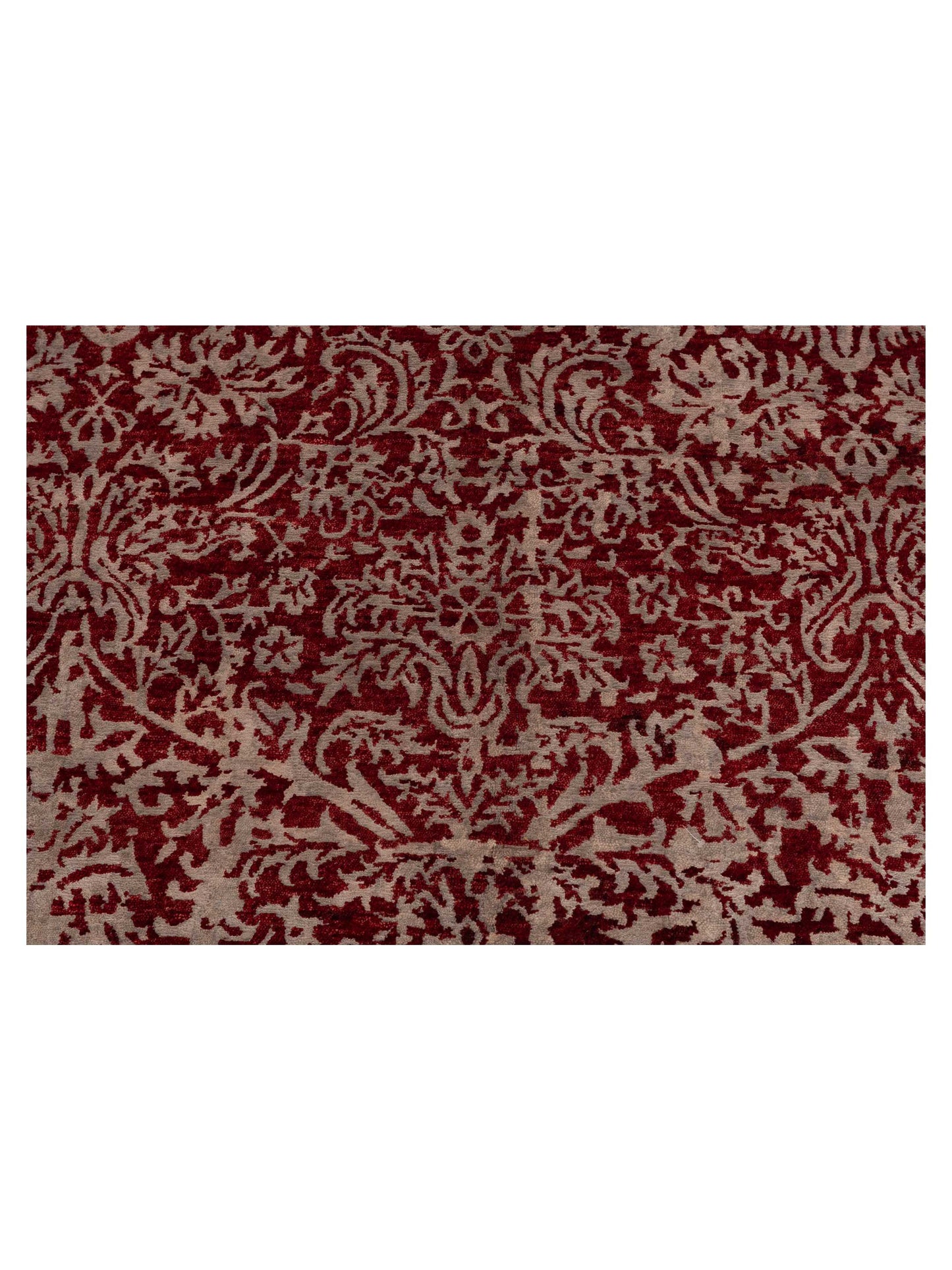 Tenzari Silver Red 6x8.11 Hand Knotted Rug
