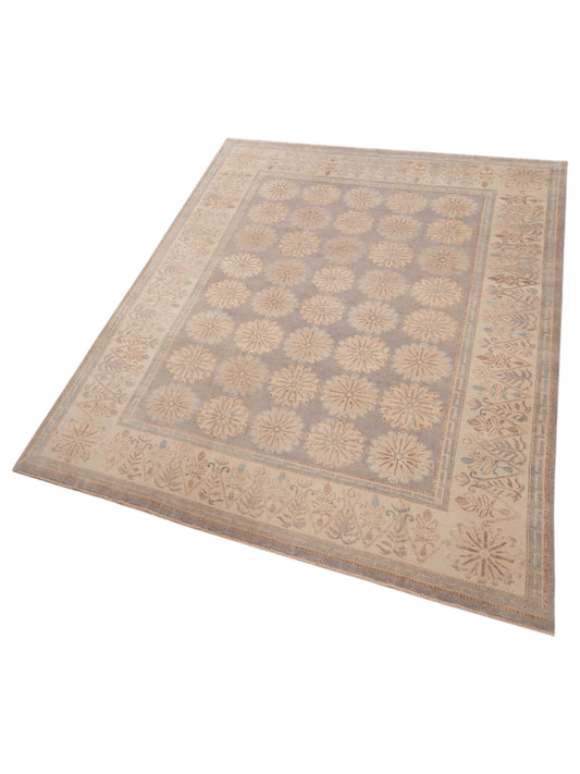 Rosetta Gray Ivory 9x12.2 Hand Knotted Rug
