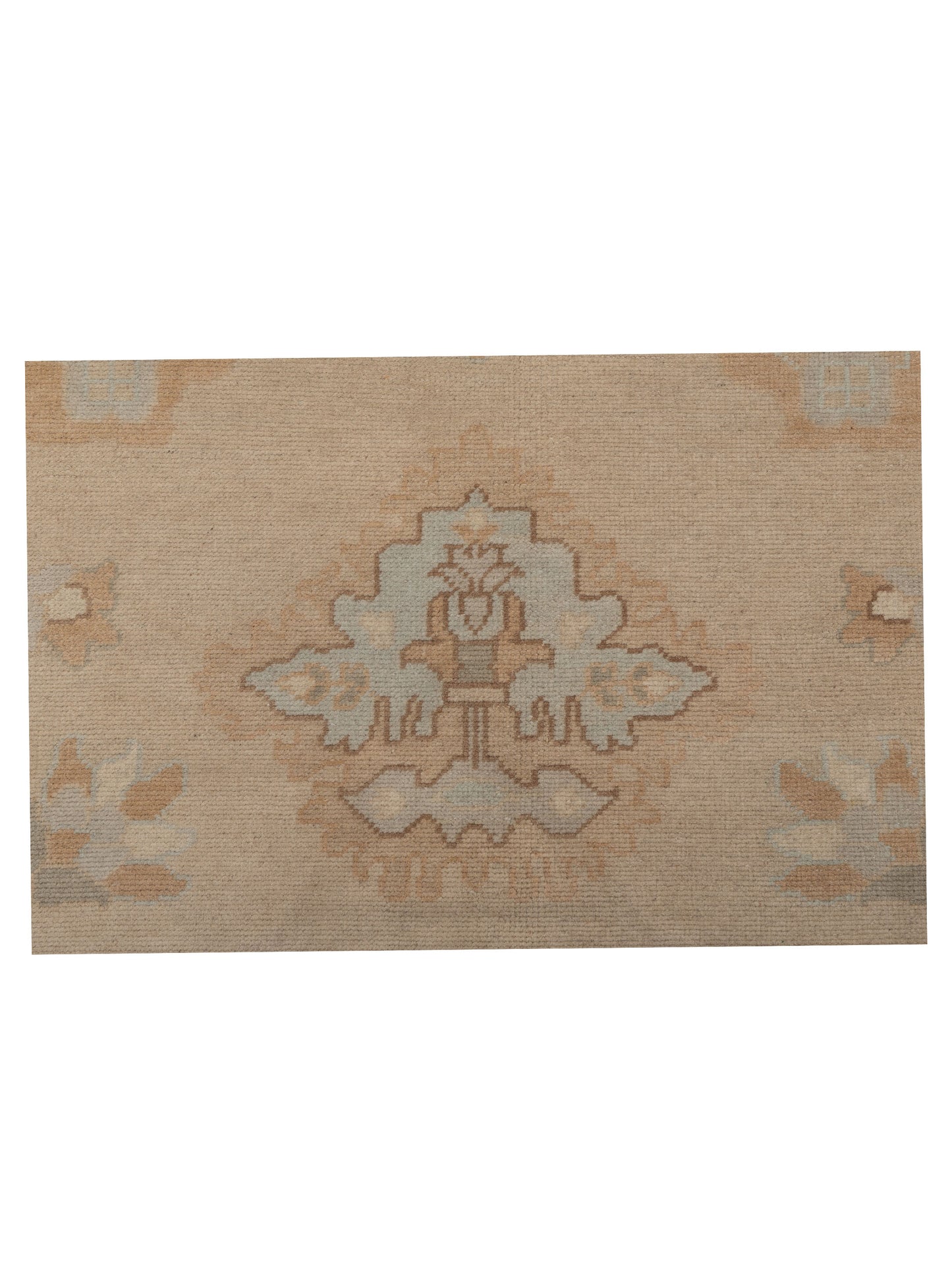 Oushara Cream Light Blue 12x15.5 Hand Knotted Rug