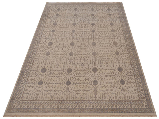 Rosetta Ivory Ivory 8.1x10.4 Hand Knotted Rug