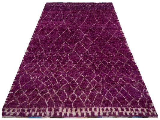 Baskra Fuchsia Ivory 10.4x13.9 Hand Knotted Rug