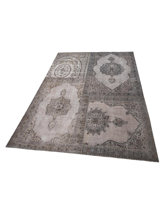 Patchwork Silver Gray 11.10x15.11 Hand Knotted Rug