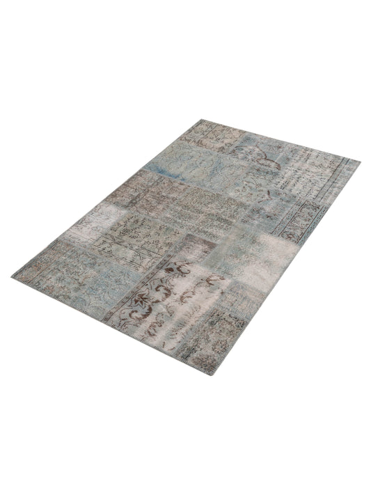 Patchwork Jean Blue 5x7.11 Hand Knotted Rug