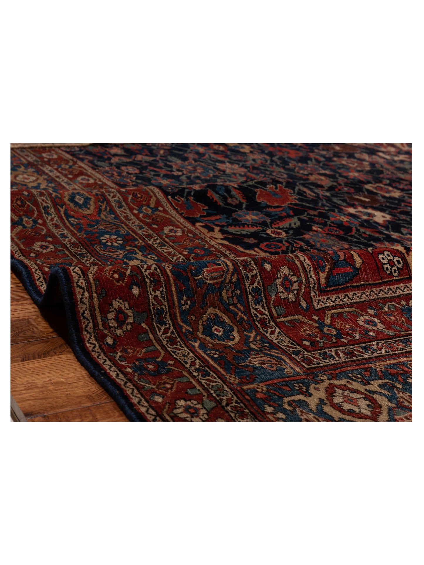 Persian Antique Blue Red 10.8x17.7 Hand Knotted Rugs